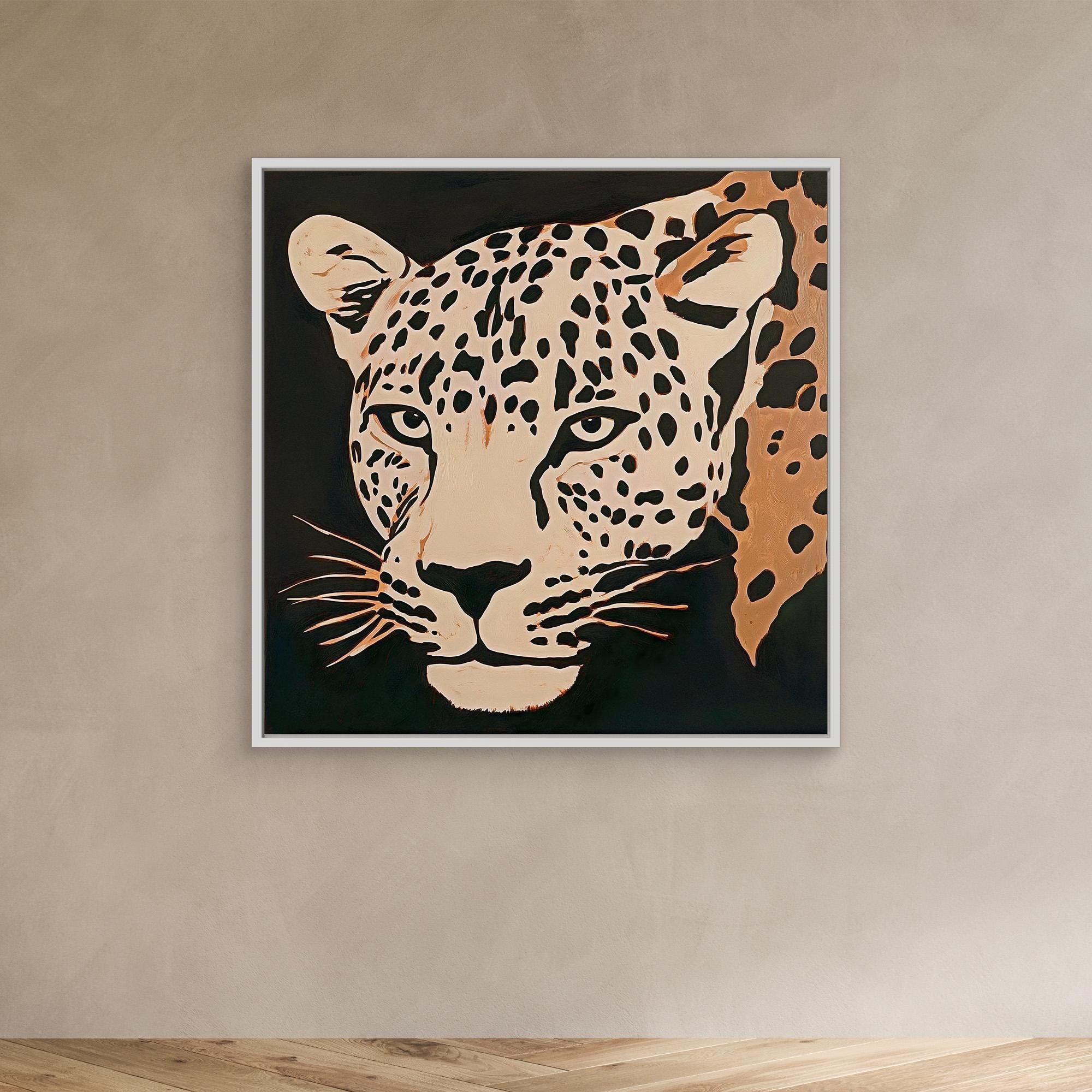 Canvas Print: Wild Stare – Minimalist Leopard Print modern abstract canvas wall art by Rossetti Art – luxury interior design artwork for living room, bedroom, office – Animal Print Decor Contemporary canvas print Contemporary Canvas Prints