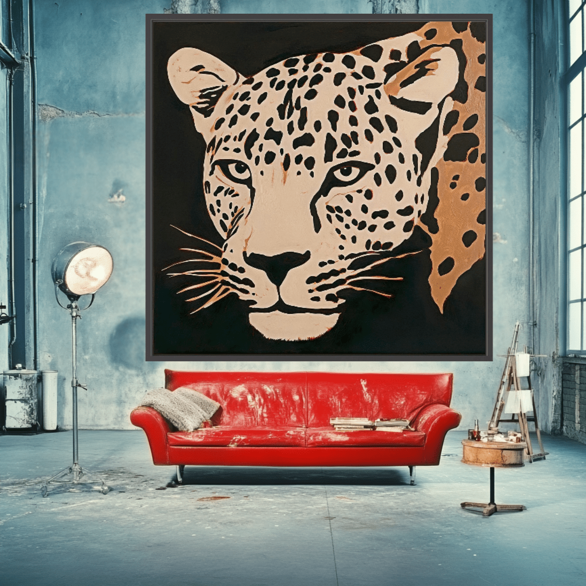Canvas Print: Wild Stare – Minimalist Leopard Print modern abstract canvas wall art by Rossetti Art – luxury interior design artwork for living room, bedroom, office – Animal Print Decor Contemporary canvas print Contemporary Canvas Prints