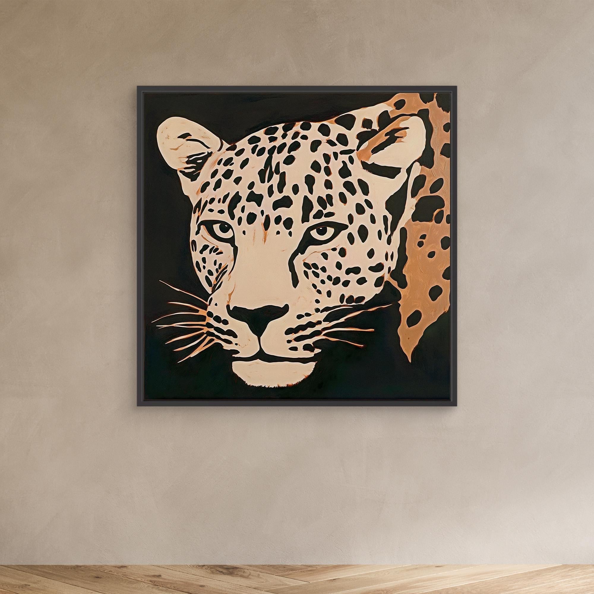 Canvas Print: Wild Stare – Minimalist Leopard Print modern abstract canvas wall art by Rossetti Art – luxury interior design artwork for living room, bedroom, office – Animal Print Decor Contemporary canvas print Contemporary Canvas Prints
