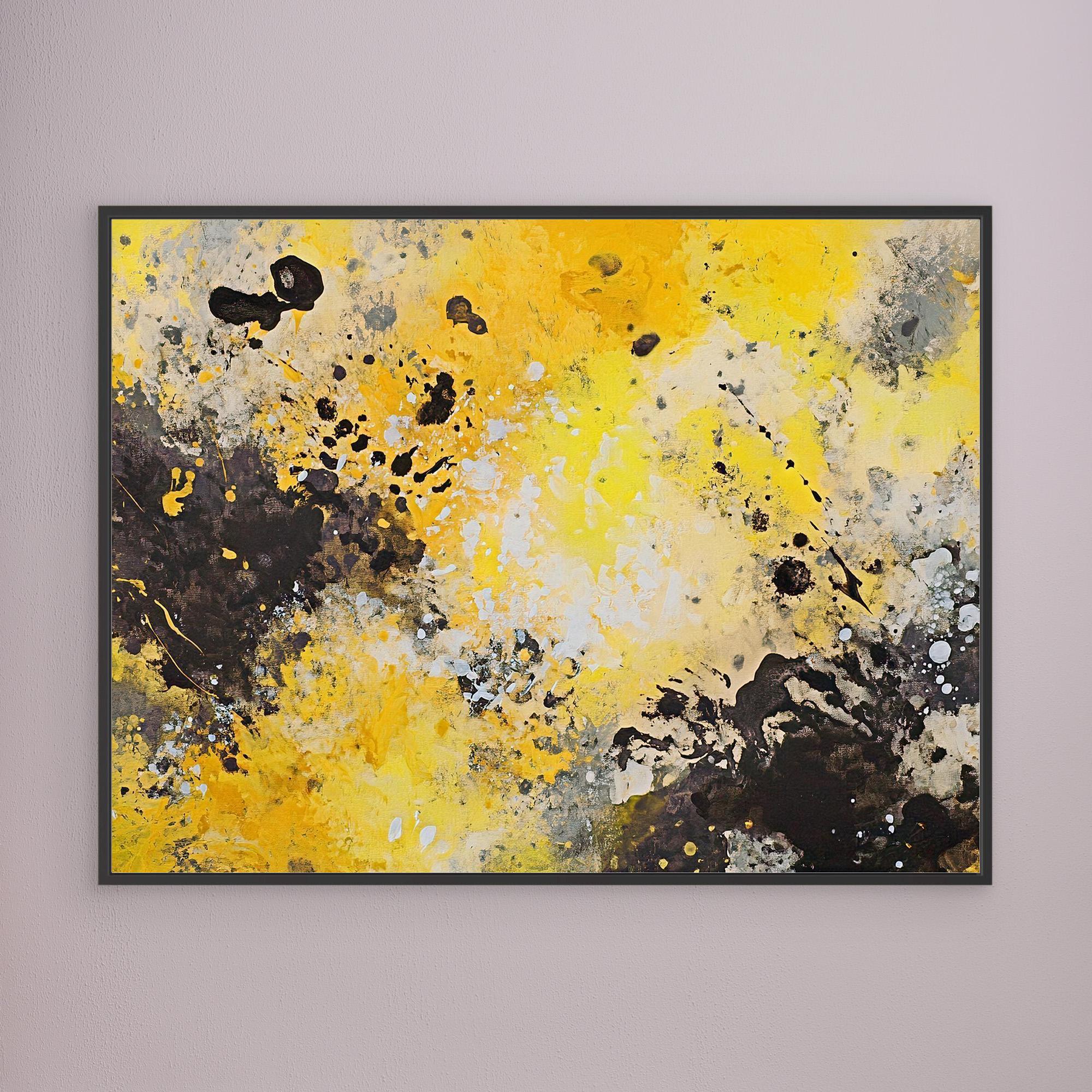 Canvas Print: "Yellow Chaos" - Abstract Splatter Art on Canvas modern abstract canvas wall art by Rossetti Art – luxury interior design artwork for living room, bedroom, office – Contemporary Art for Sale contemporary art piece Contemporary Canvas Art
