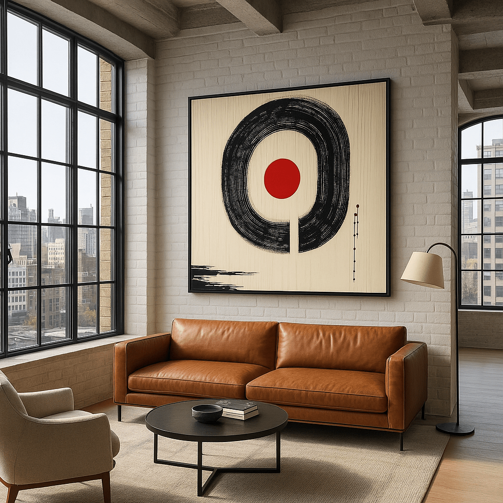 Canvas Print : "Zen Circle Harmony" - Minimalist Modern Abstract Print modern abstract canvas wall art by Rossetti Art – luxury interior design artwork for living room, bedroom, office – contemporary art piece Contemporary Canvas Art Contemporary canvas print