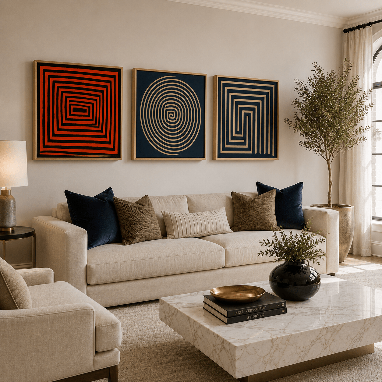 Canvas Wall Art Set of 3 — Triad | Rossetti Art modern abstract canvas wall art by Rossetti Art – luxury interior design artwork for living room, bedroom, office – Entryway Wall Art modern - canvas - print Office Canvas Art