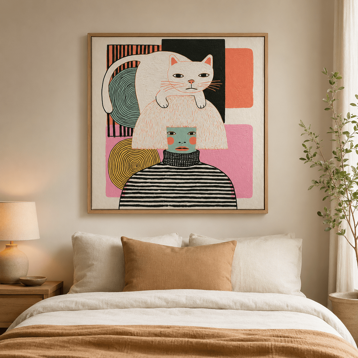 Cat Canvas Wall Art — Crown by Rossetti Art modern abstract canvas wall art by Rossetti Art – luxury interior design artwork for living room, bedroom, office – animal figurative Living Room Canvas Art