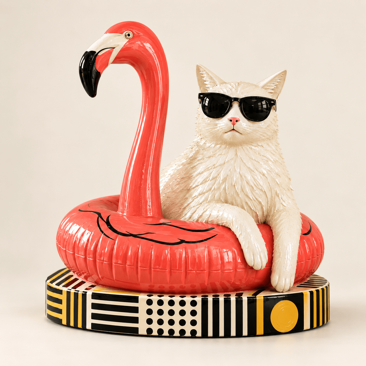 Cat sculpture – Cat on the Beach pop art resin bust by Rossetti Art