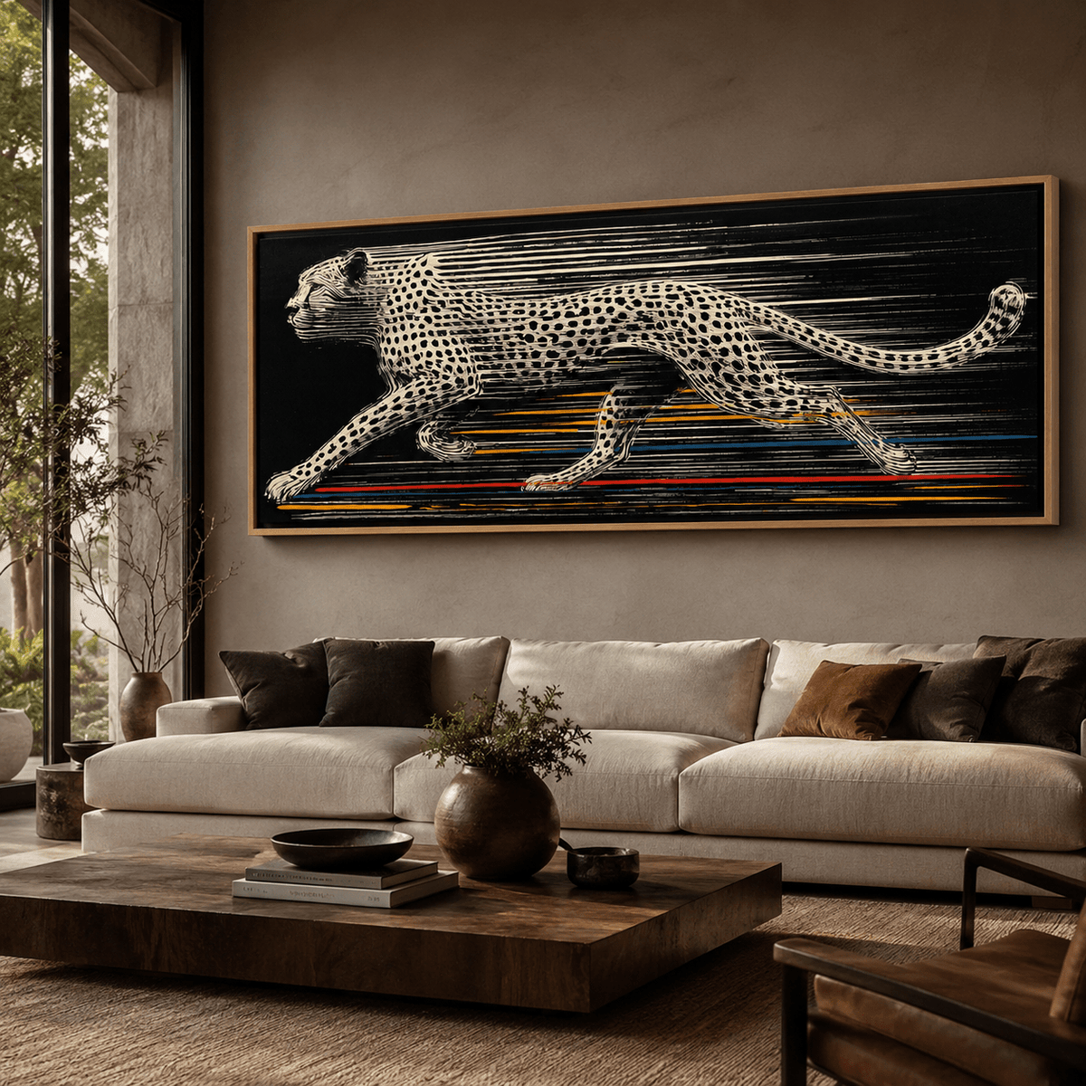 Cheetah Wall Art — Sprint | Rossetti Art modern abstract canvas wall art by Rossetti Art – luxury interior design artwork for living room, bedroom, office – animal Dining Room Wall Art Entryway Wall Art