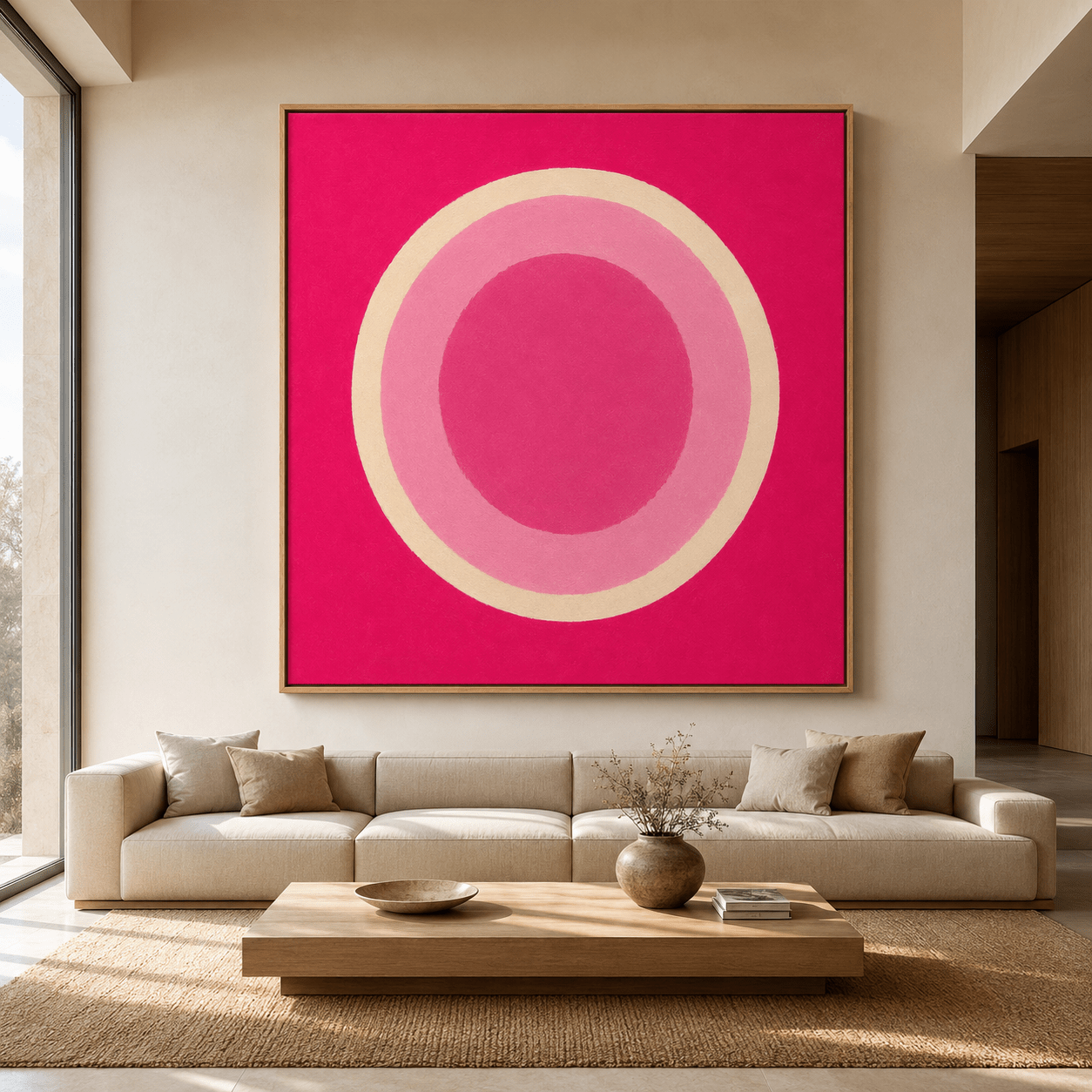 Circle Wall Art Canvas Print — Pink Pulse by Rossetti Art