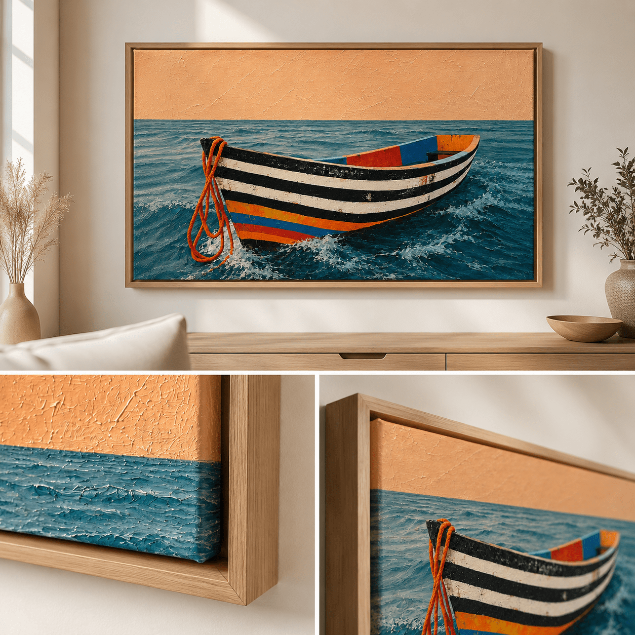 Coastal Wall Art Framed Canvas — Calanque | Rossetti Art