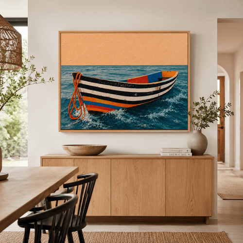 Coastal Wall Art Framed Canvas — Calanque | Rossetti Art