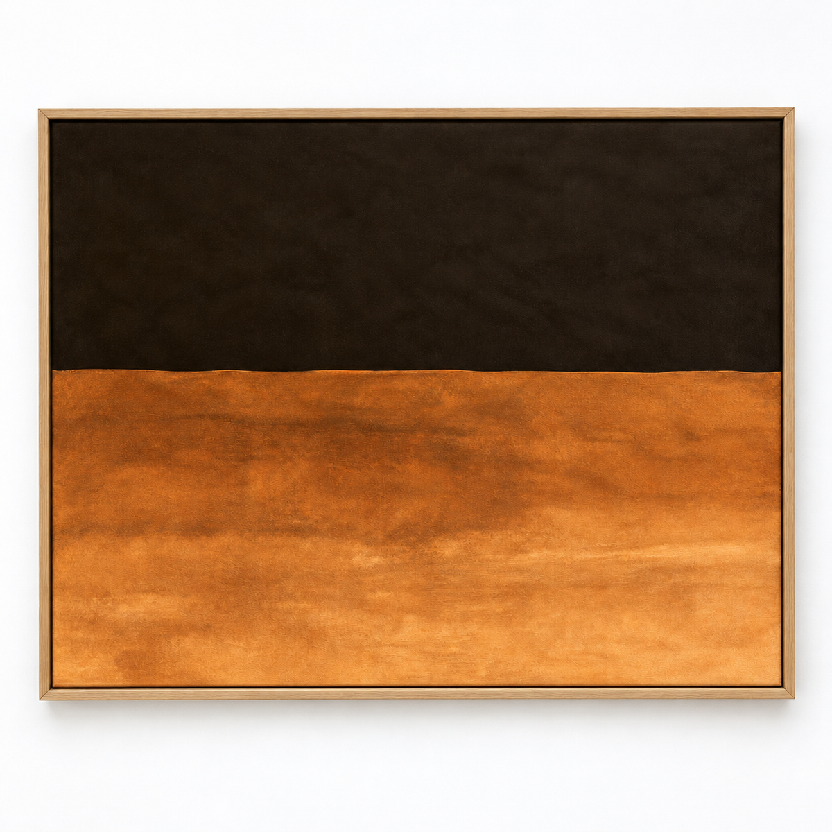 Copper Wall Art – Dusk Copper canvas print by Rossetti Art, black above a warm copper band in an oak floater frame
