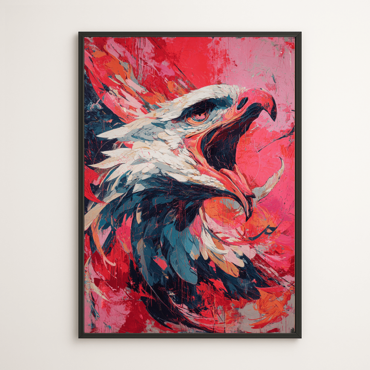 Crimson Eagle Cry — Original Abstract Expressionist Eagle Painting on Linen Canvas | Luxury Wall Art by Chiara Rossetti modern abstract canvas wall art by Rossetti Art – luxury interior design artwork for living room, bedroom, office – one of a kind canvas Original Animal original artwork for living room