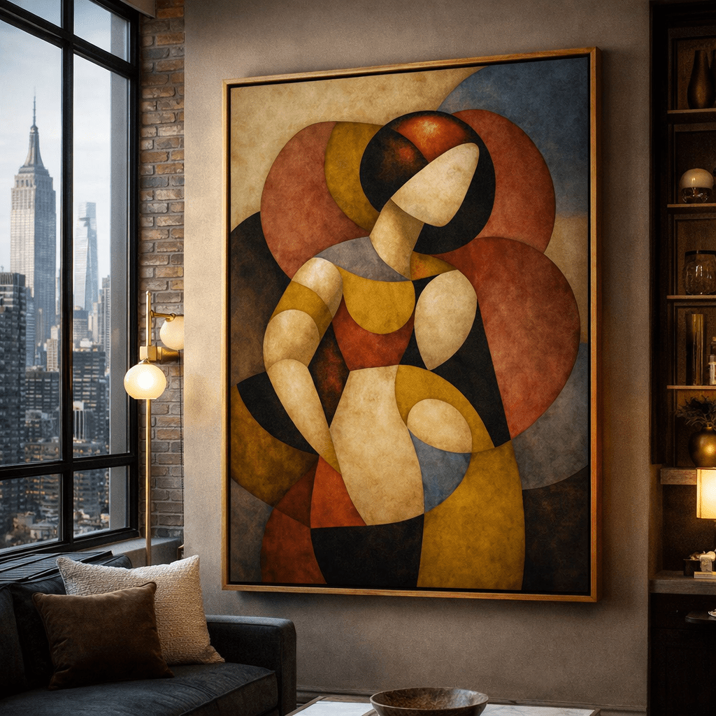 Cubist Grace – Abstract Figurative Canvas Print by Chiara Rossetti | Modern Luxury Wall Art for Elegant Interiors modern abstract canvas wall art by Rossetti Art – luxury interior design artwork for living room, bedroom, office – figurative modern abstract modern abstract artwork