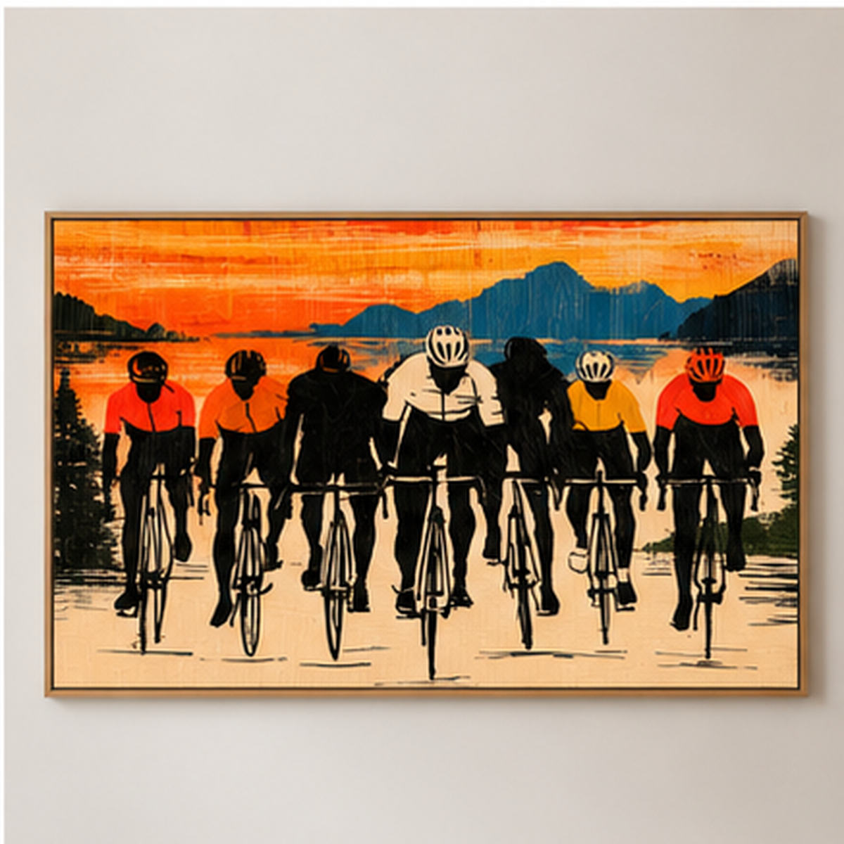 Cycling Art Print – Lakeside Peloton by Rossetti Art
