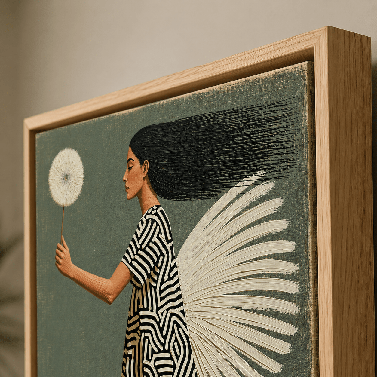 Dandelion Wall Art Canvas Print — Windborn | Rossetti Art modern abstract canvas wall art by Rossetti Art – luxury interior design artwork for living room, bedroom, office – Entryway Wall Art figurative Living Room Canvas Art