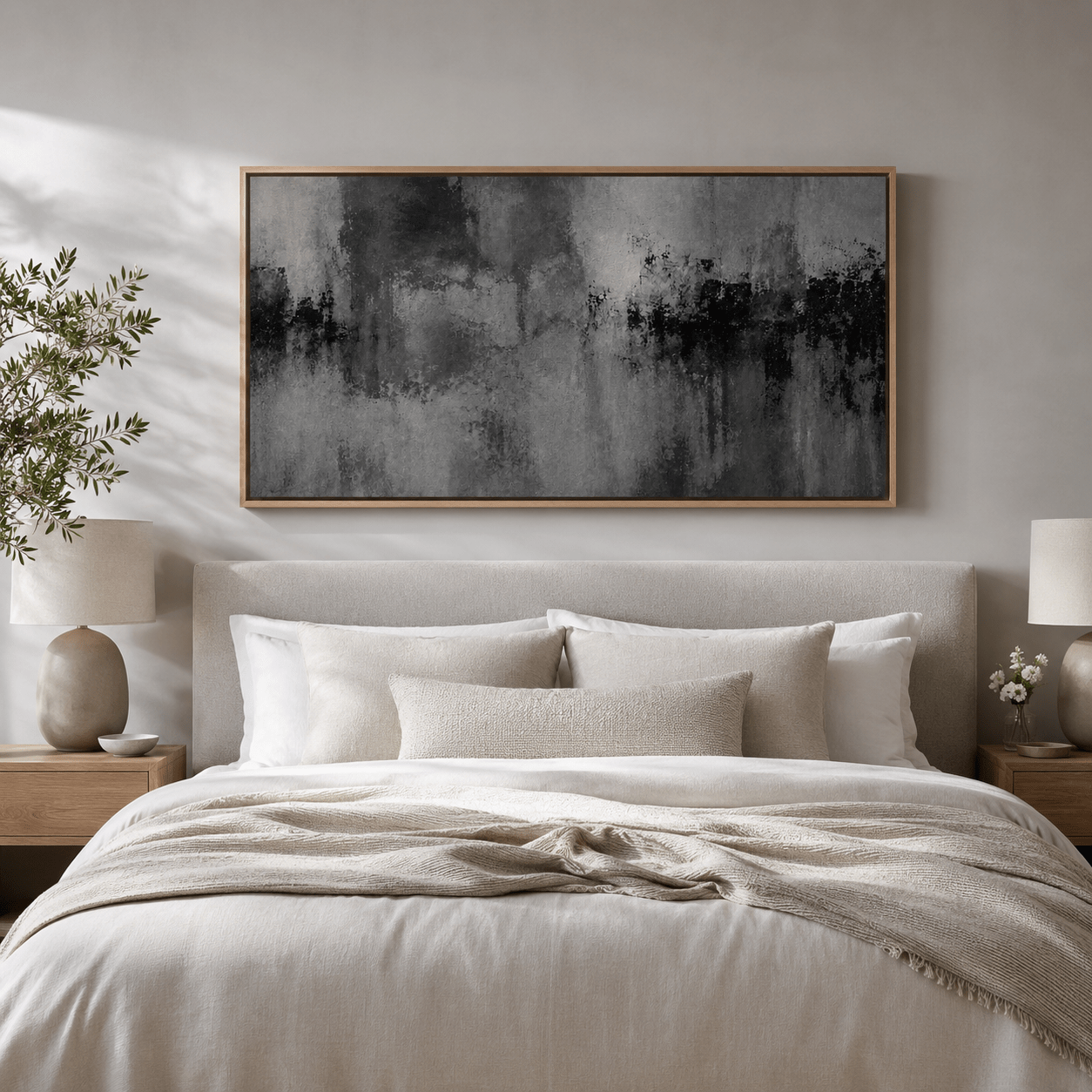 Dark Grey Abstract Wall Art Canvas Print — Urban Haze by Rossetti Art