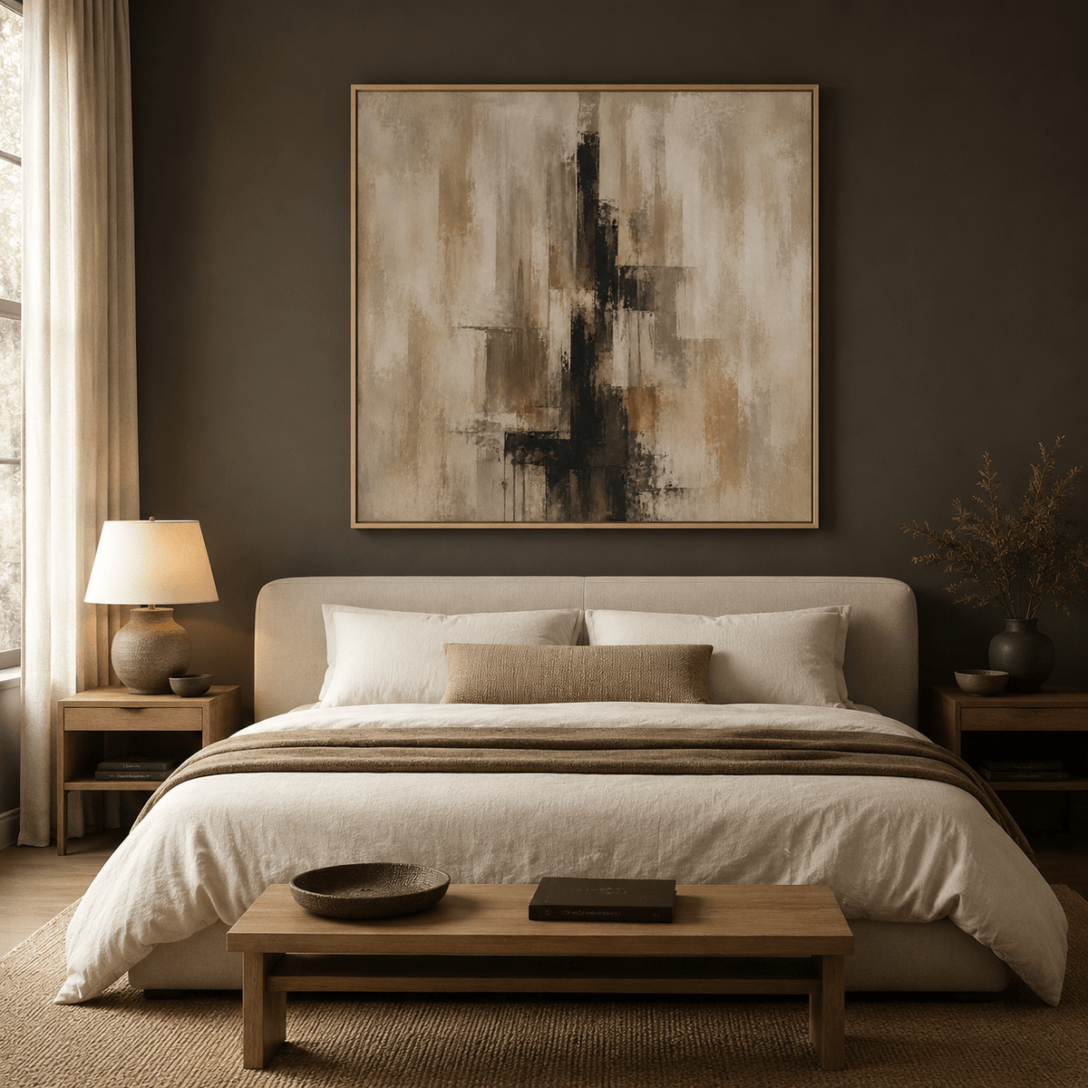 Amber Column earth tone abstract canvas print in a floater frame