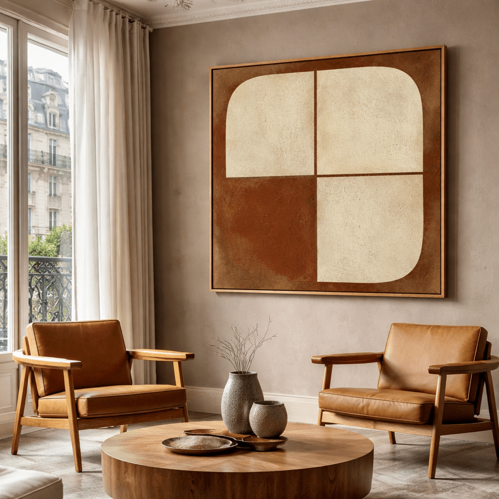 Earth Tone Geometric Wall Art Canvas Print | Terracotta Balance