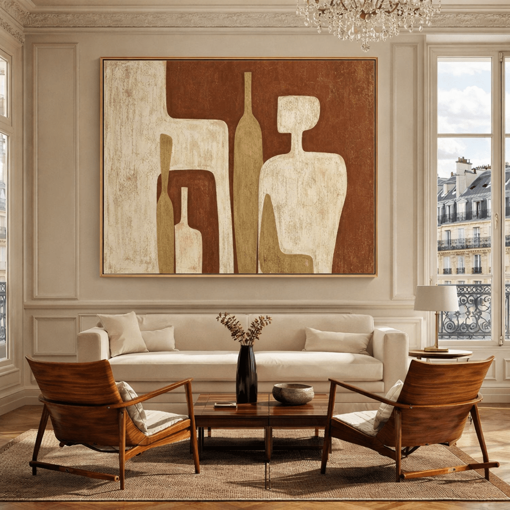 Earthy Abstract Figurative Original Painting – Terracotta Stillness | Rossetti Art