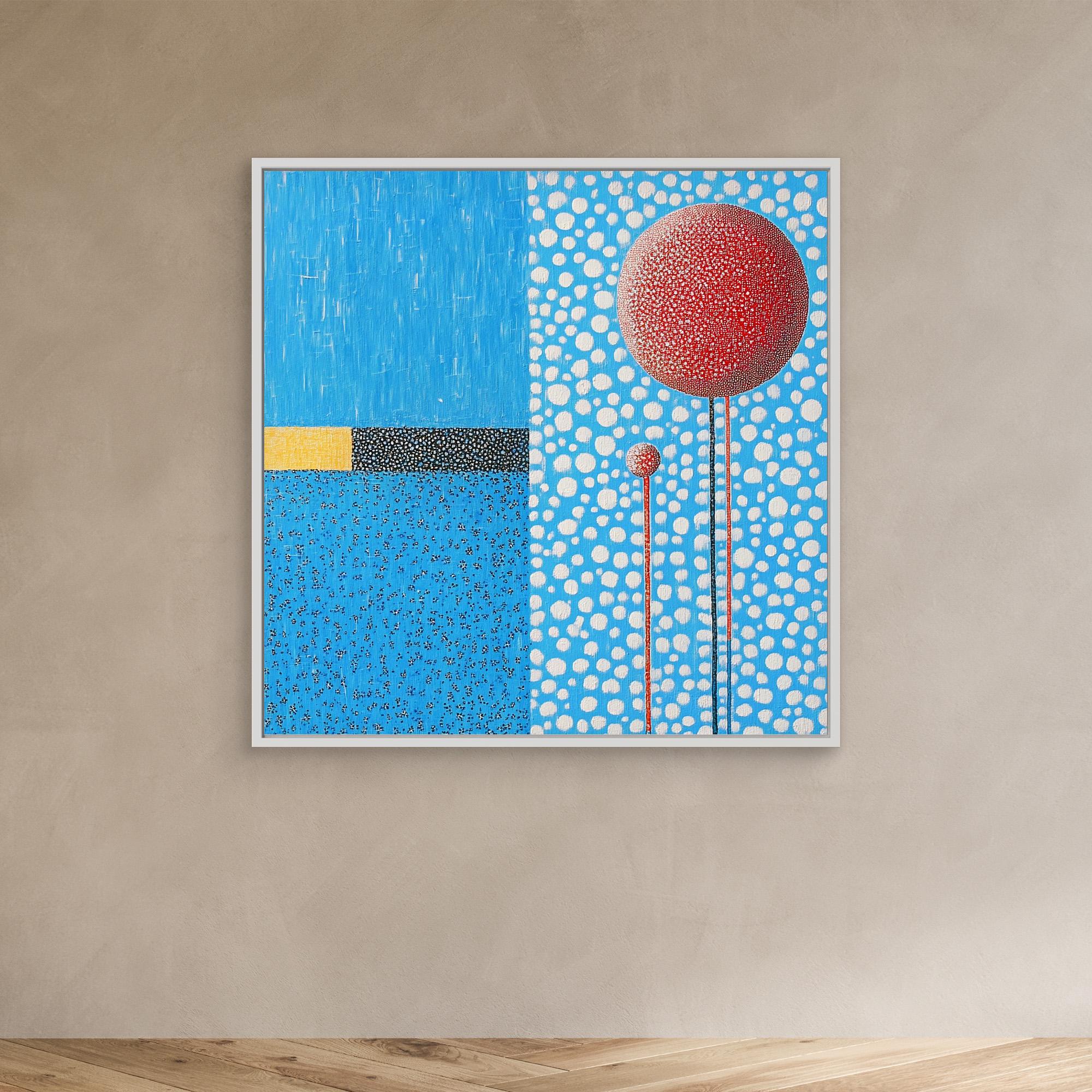 Canvas Print : Polka Sky - Blue Abstract Wall Art with Red Accents