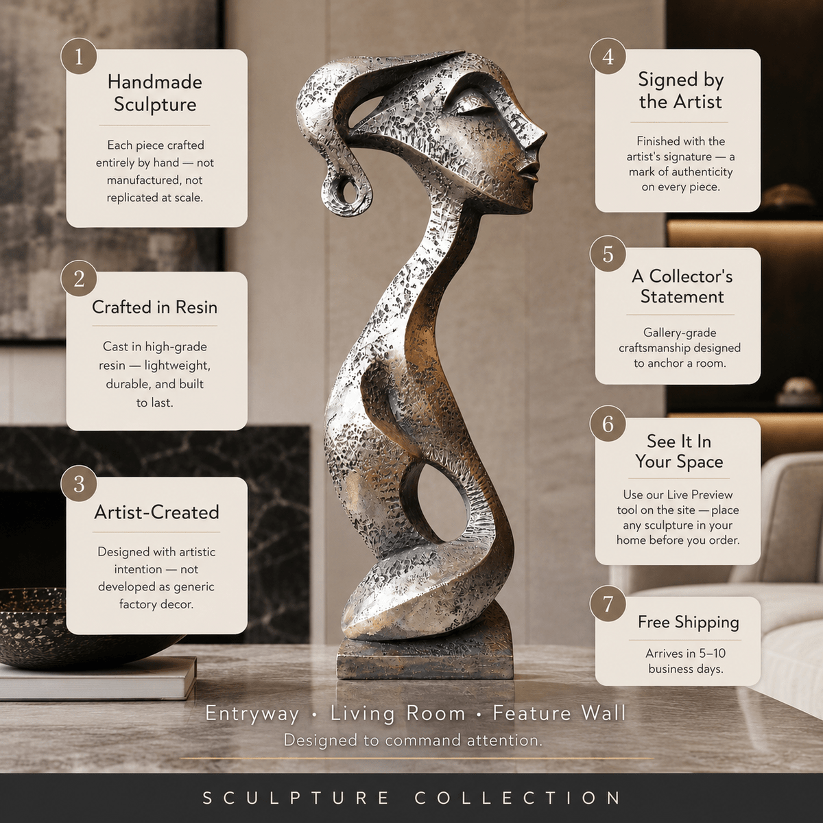 Figurative Sculpture — Graceful Muse by Rossetti Art