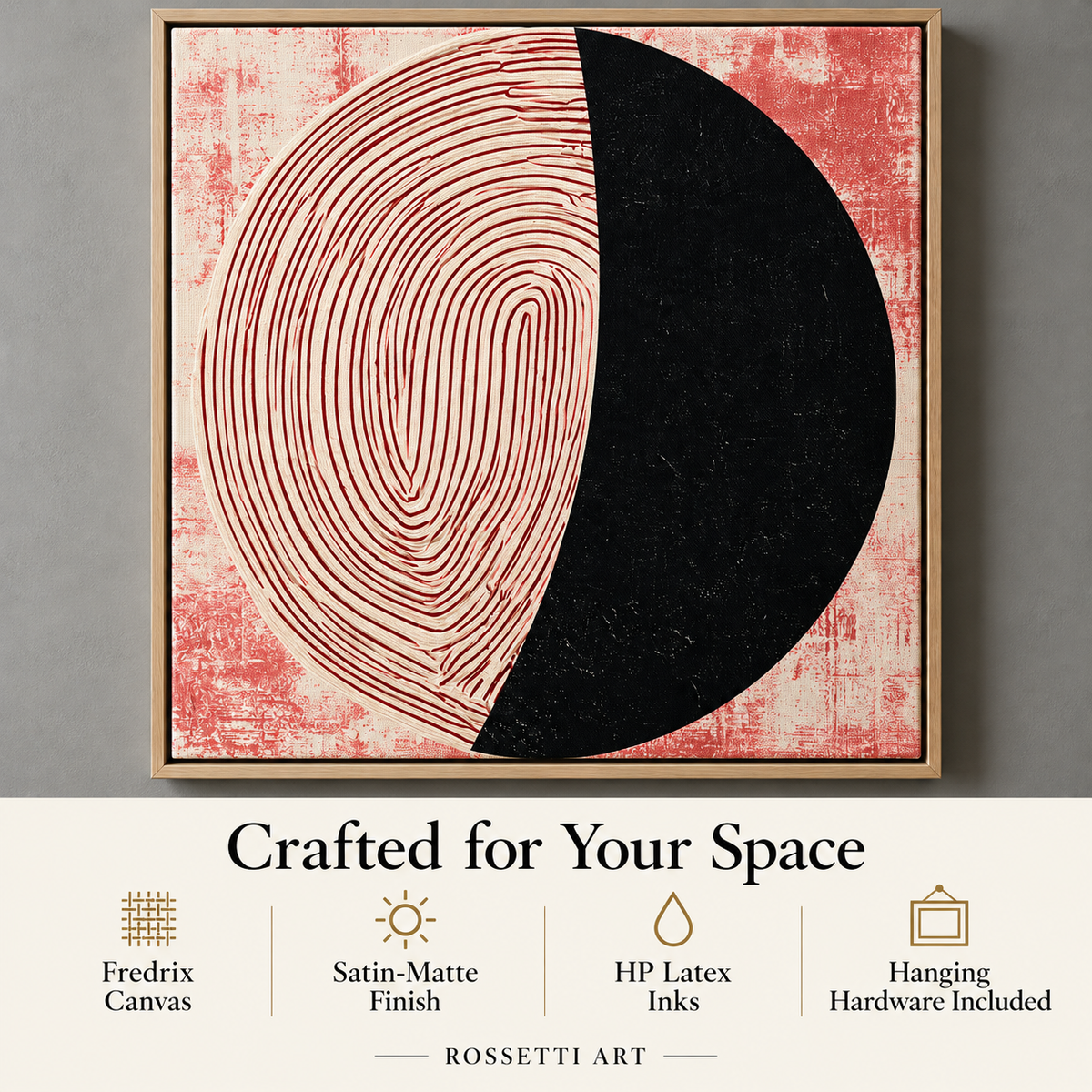 Fingerprint Wall Art Canvas Print – Fingerprint Eclipse by Rossetti Art, square canvas with a floater frame