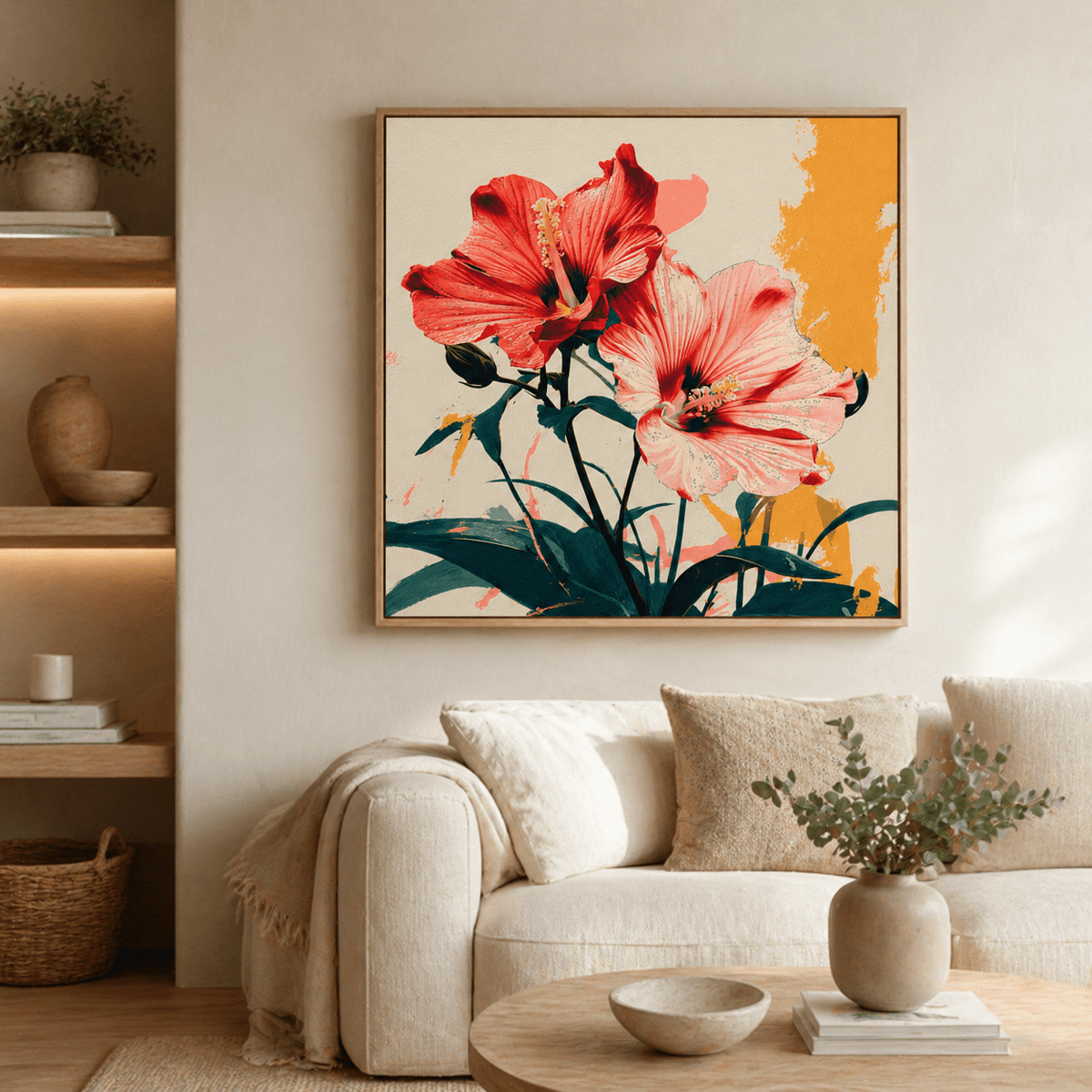 Floral Art Print Canvas — Hibiscus Blush by Rossetti Art