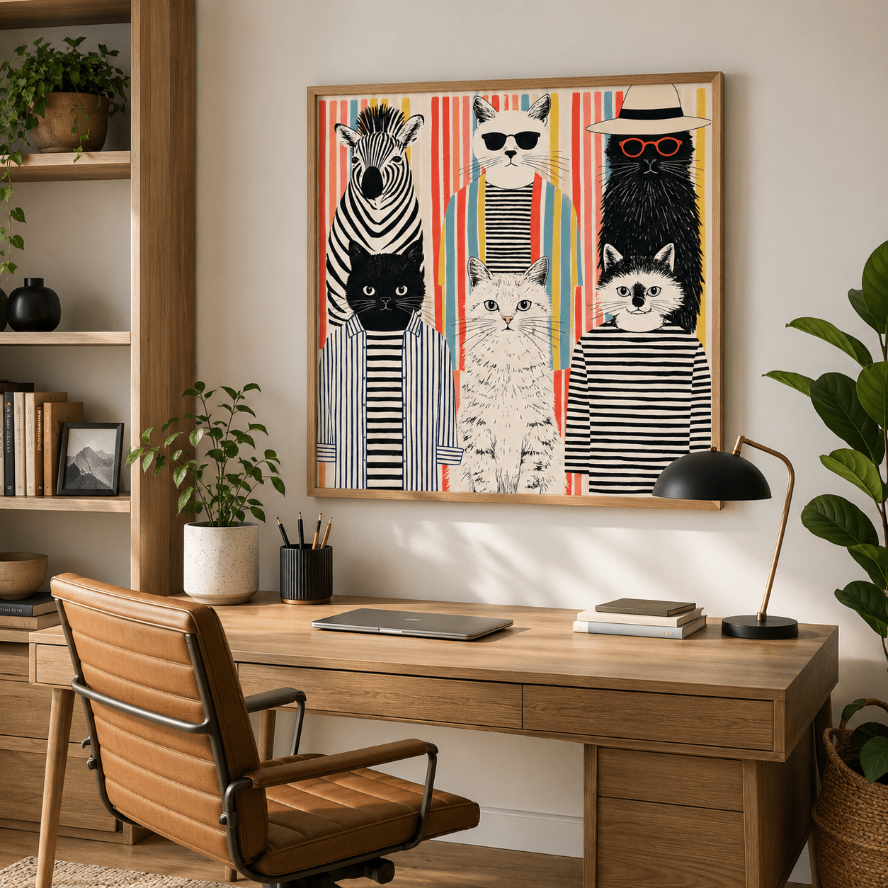 Funny Animal Wall Art Canvas Print — Stripes by Rossetti Art modern abstract canvas wall art by Rossetti Art – luxury interior design artwork for living room, bedroom, office – animal kids kids room wall art
