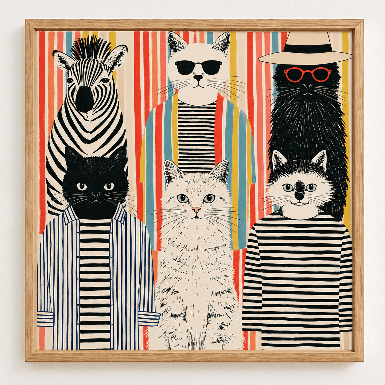 Funny Animal Wall Art Canvas Print — Stripes by Rossetti Art modern abstract canvas wall art by Rossetti Art – luxury interior design artwork for living room, bedroom, office – animal kids kids room wall art