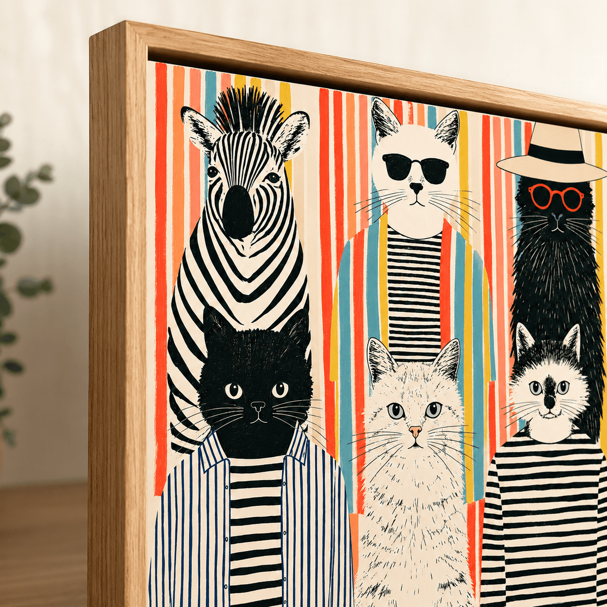 Funny Animal Wall Art Canvas Print — Stripes by Rossetti Art modern abstract canvas wall art by Rossetti Art – luxury interior design artwork for living room, bedroom, office – animal kids kids room wall art