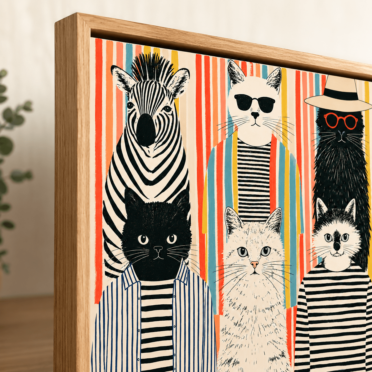 Funny Animal Wall Art Canvas Print — Stripes by Rossetti Art modern abstract canvas wall art by Rossetti Art – luxury interior design artwork for living room, bedroom, office – animal kids kids room wall art
