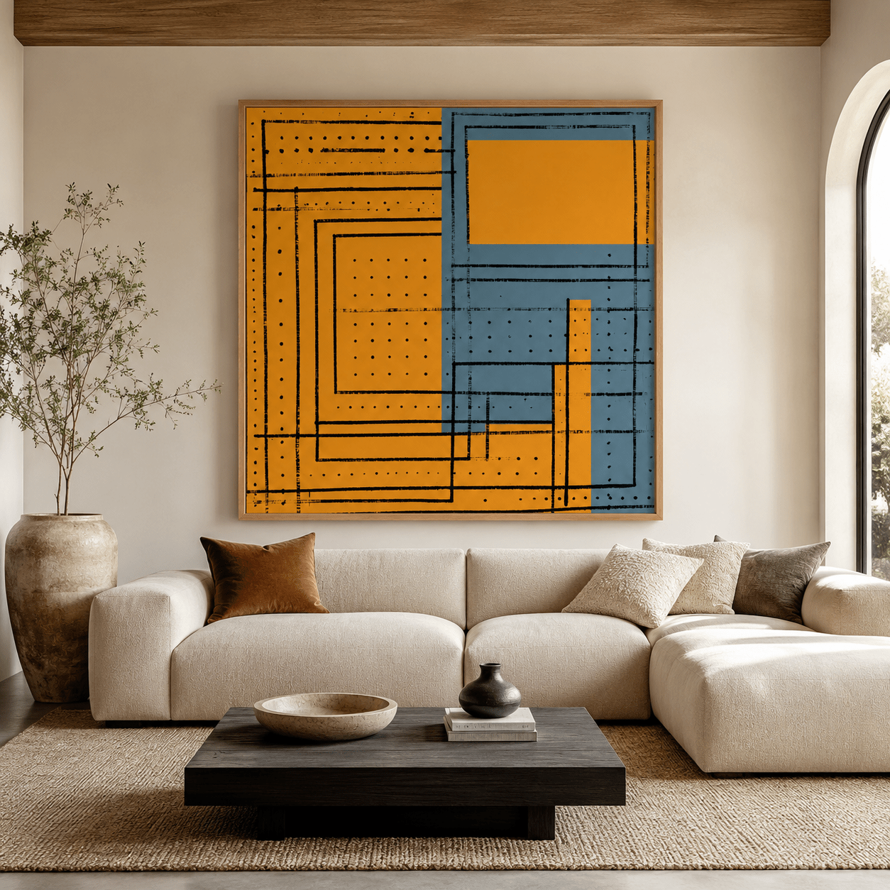 Geometric Abstract Painting Canvas Print — Blueprint by Rossetti Art