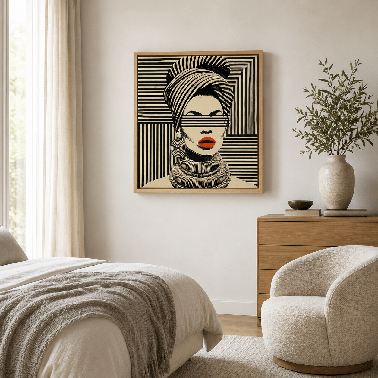 Graphic Portrait Canvas Print — Veiled by Rossetti Art