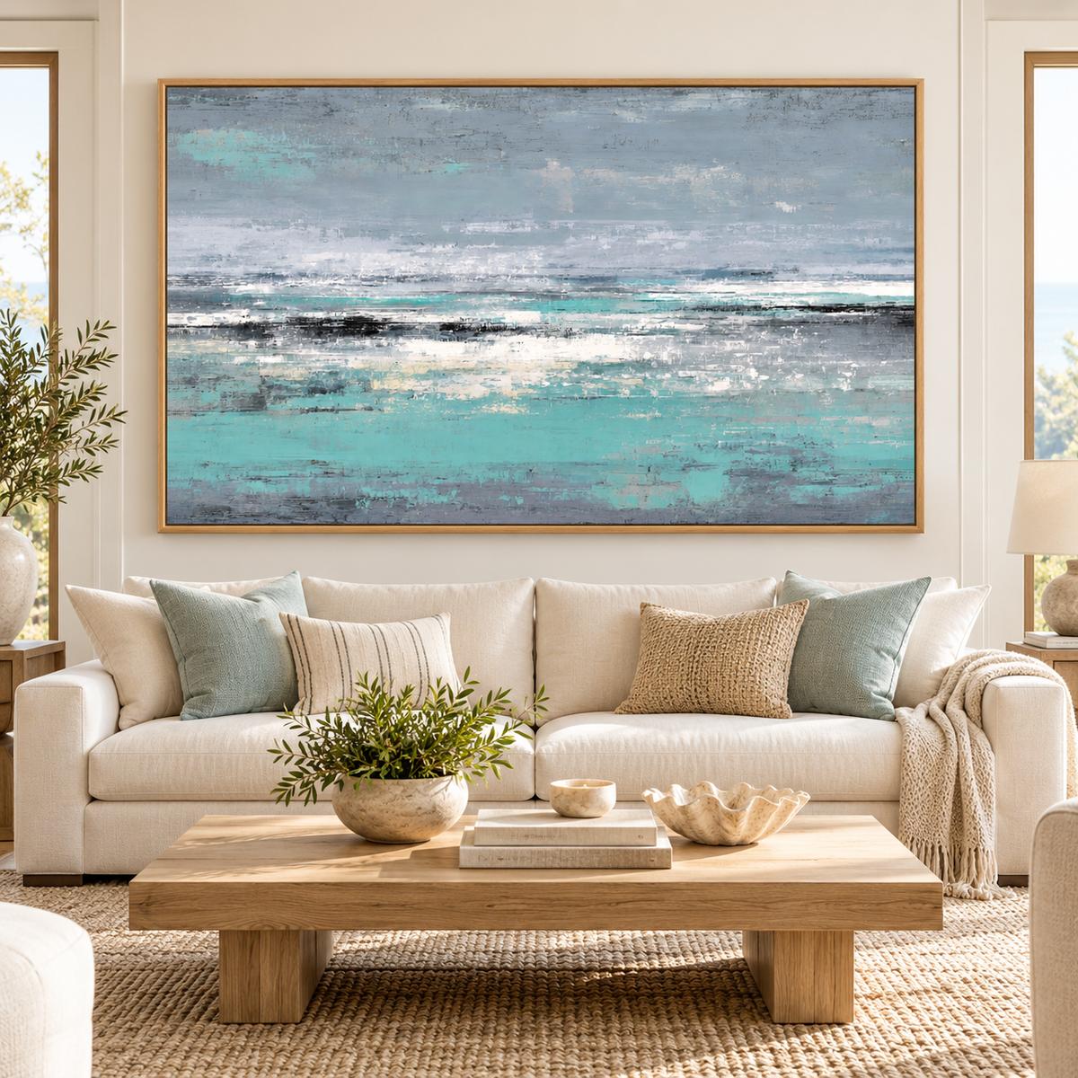 Gray and Turquoise Wall Art – Tidal Grey by Rossetti Art