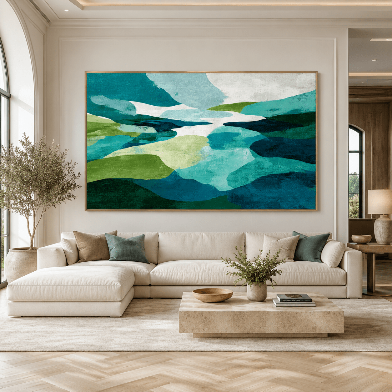 Green Abstract Art Canvas Print — The Watershed by Rossetti Art