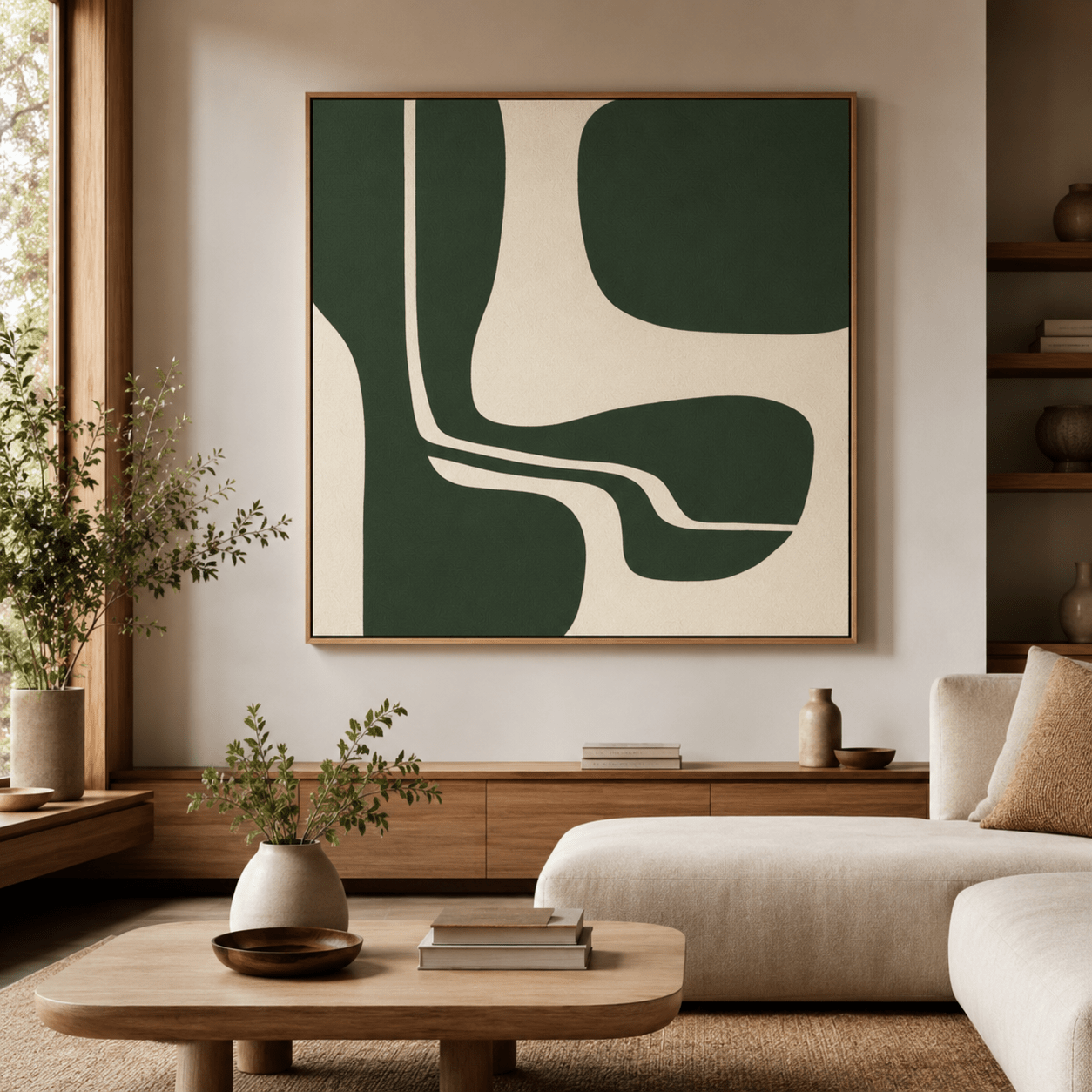 Green Abstract Painting Canvas Print — Forest Contour by Rossetti Art