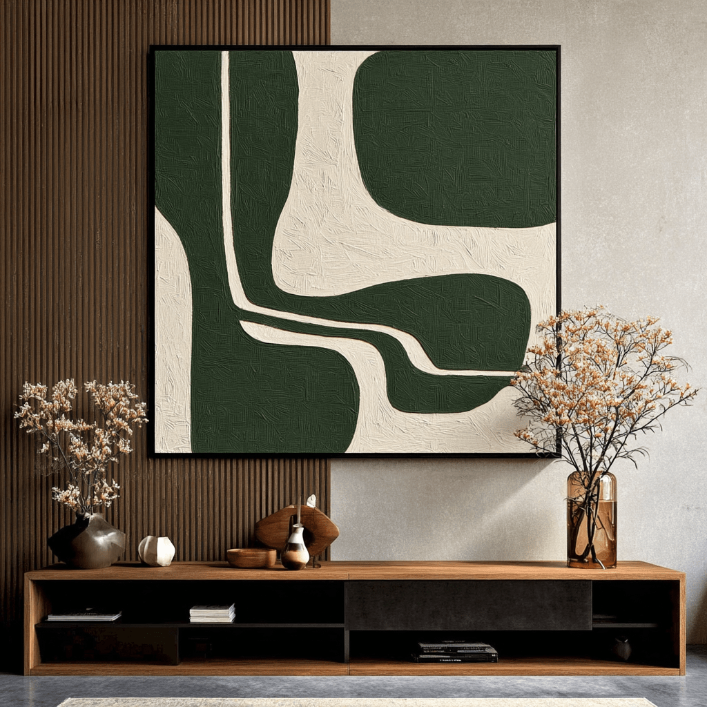 Green Abstract Painting Canvas Print — Forest Contour by Rossetti Art