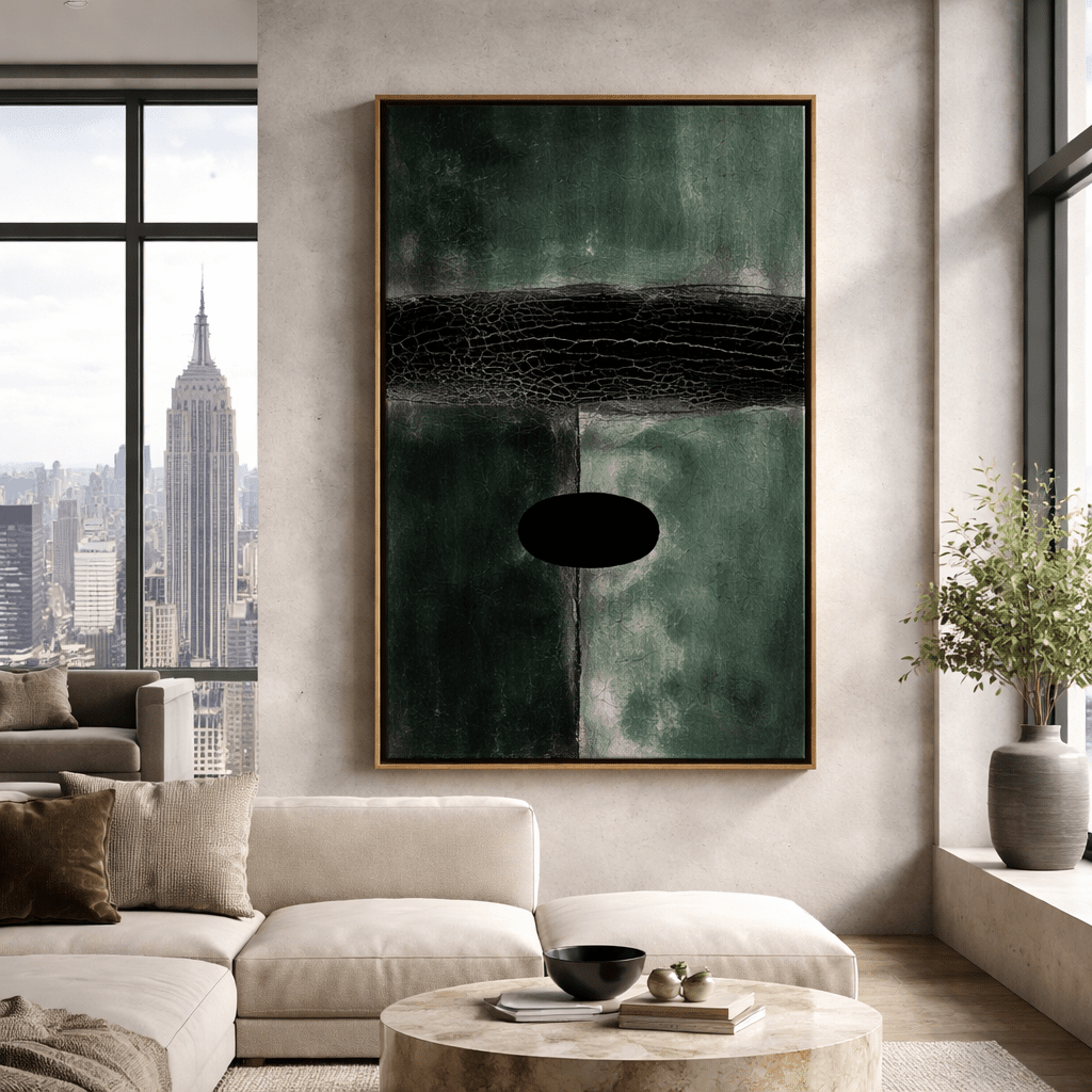 Green Abstract Painting on Canvas