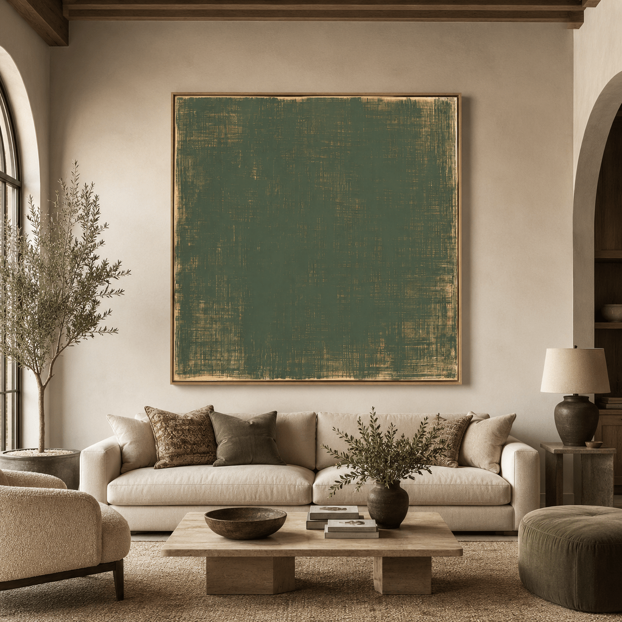 Green Abstract Wall Art Canvas Print — Moss Field | Rossetti Art