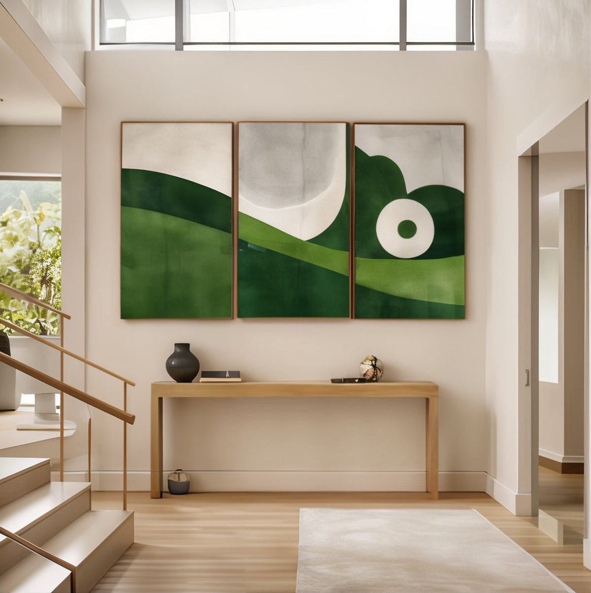 Green Landscape Paintings Set of 3