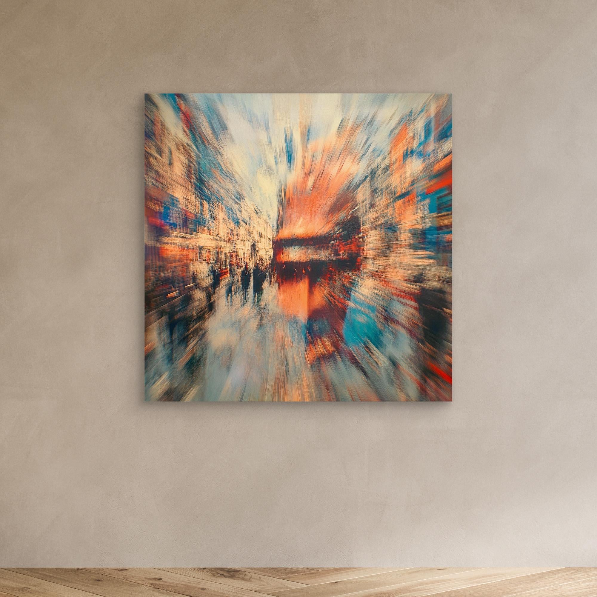Canvas Print : Abstract Urban Motion Canvas Art - Vibrant Cityscape Blur
