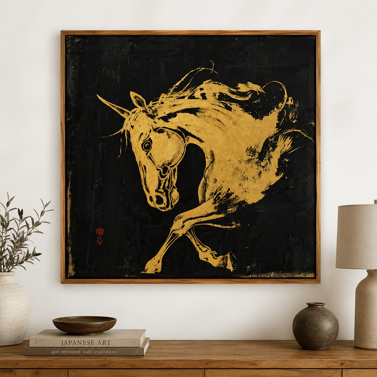 Horse Wall Art Large Canvas Print — Golden Charge by Rossetti Art