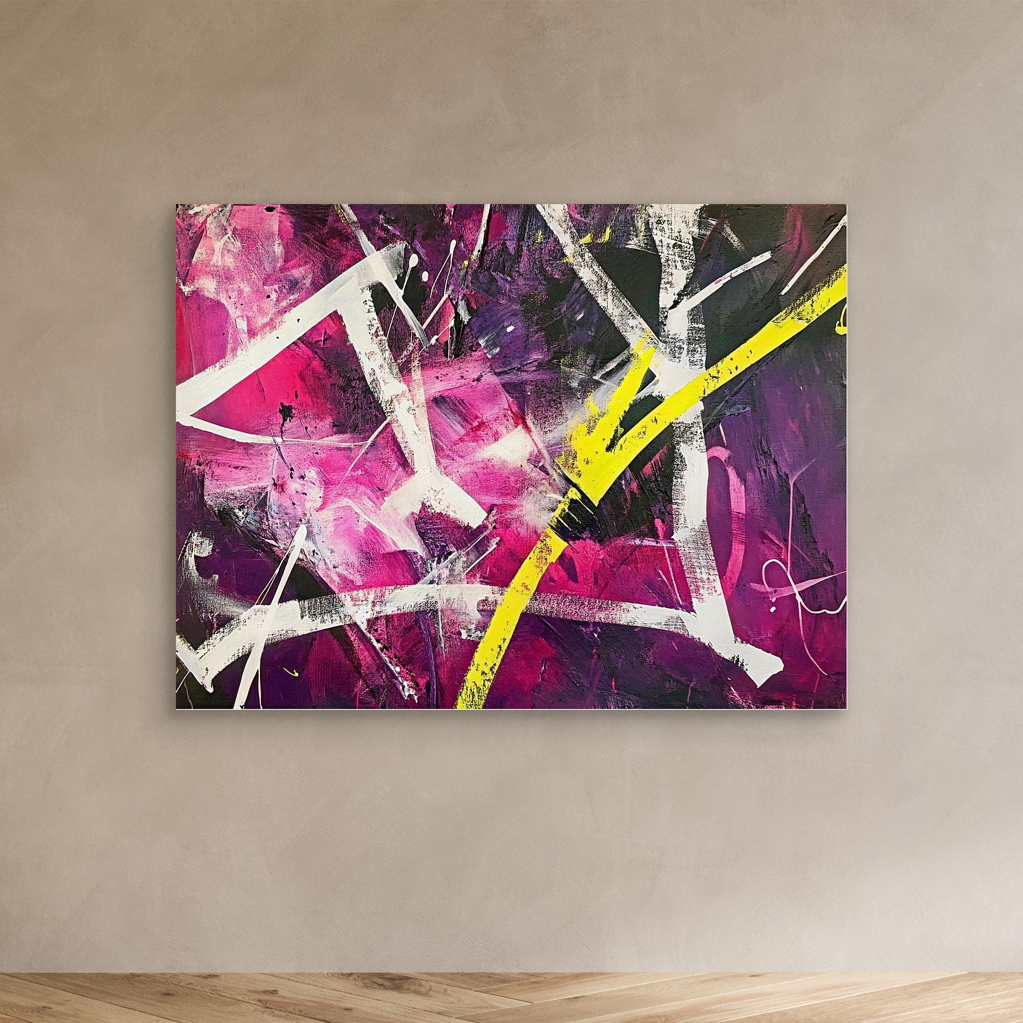 Canvas Print: "Electric Chaos Burst" - Modern Abstract Expressionist Wall Art