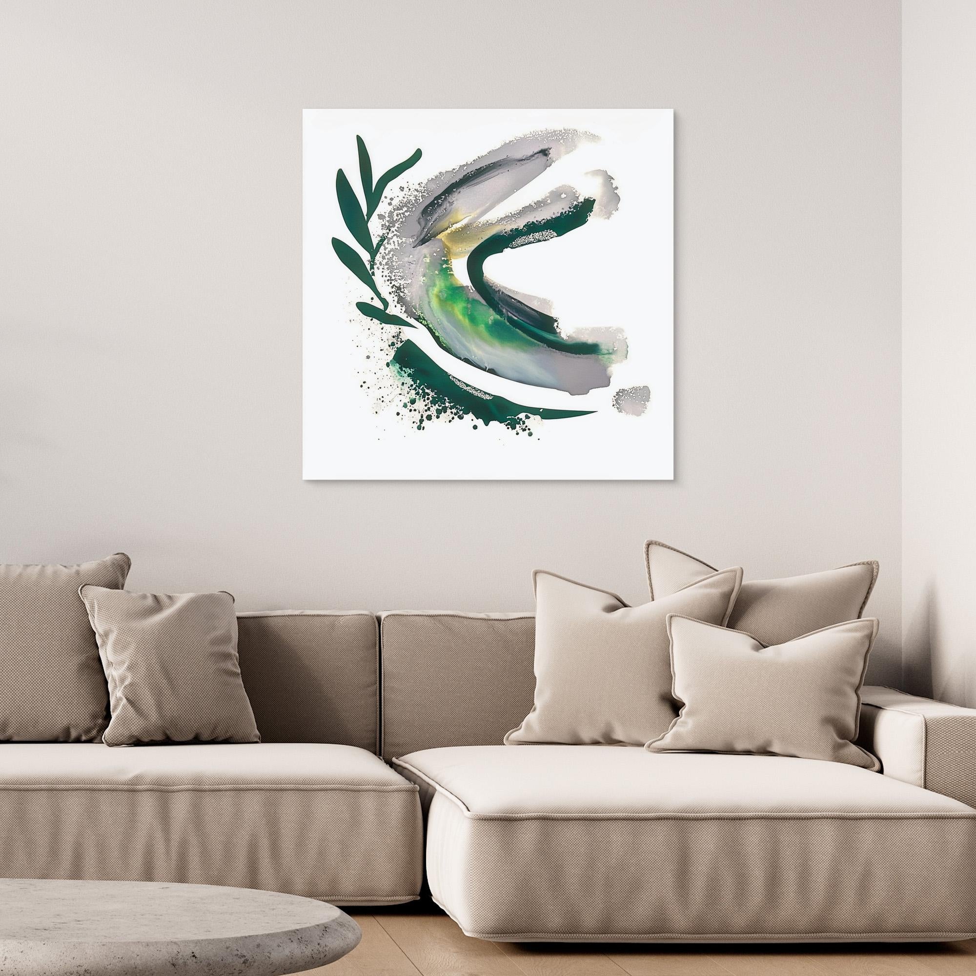 Canvas Print: Verdant Motion Flow – Abstract Botanical Art