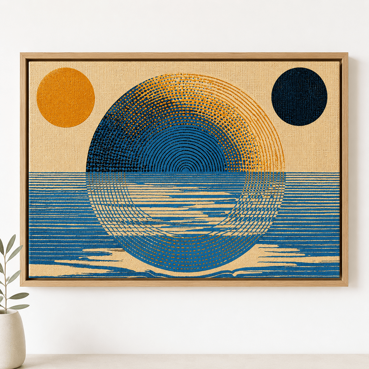 Japandi Wall Art Landscape — Solar Tide | Rossetti Art modern abstract canvas wall art by Rossetti Art – luxury interior design artwork for living room, bedroom, office – abstract Bedroom Canvas Prints horizontal