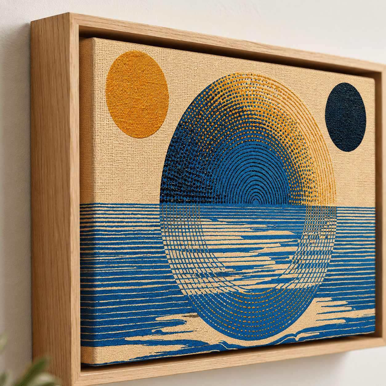 Japandi Wall Art Landscape — Solar Tide | Rossetti Art modern abstract canvas wall art by Rossetti Art – luxury interior design artwork for living room, bedroom, office – abstract Bedroom Canvas Prints horizontal