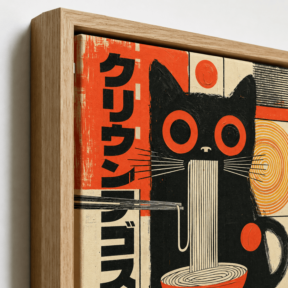 Japanese Cat Art Canvas Print — Ramen Cat by Rossetti Art