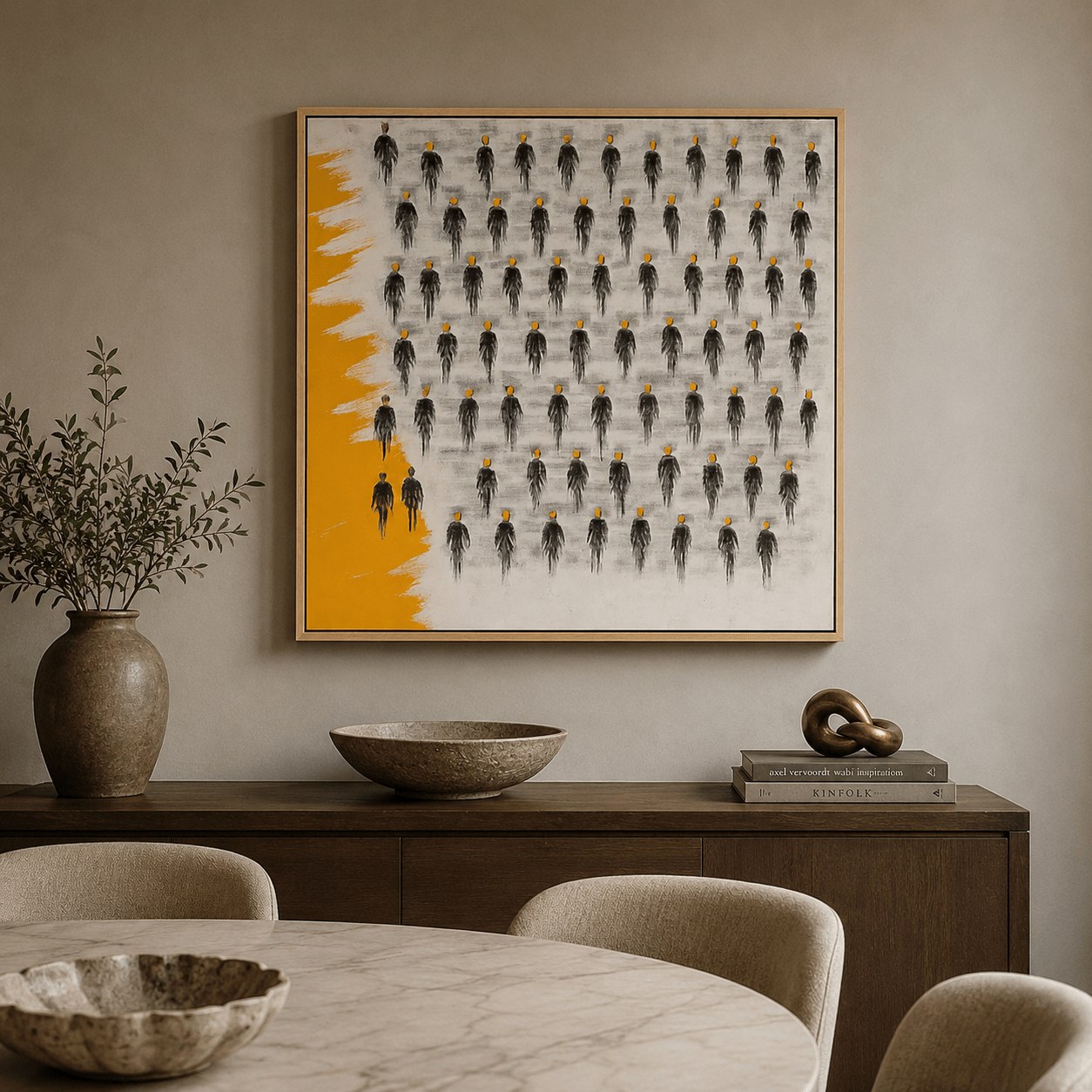 Large Abstract Wall Art Canvas Print — Yellow Dissent by Rossetti Art