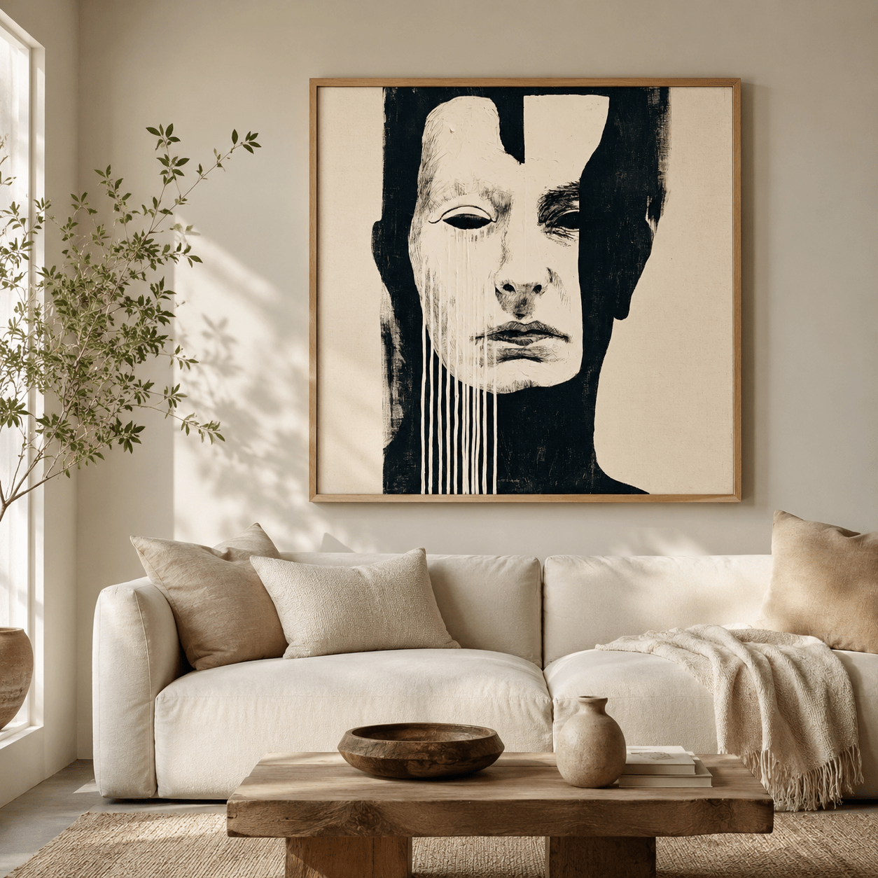 Large Black and White Canvas Wall Art — Half Light by Rossetti Art