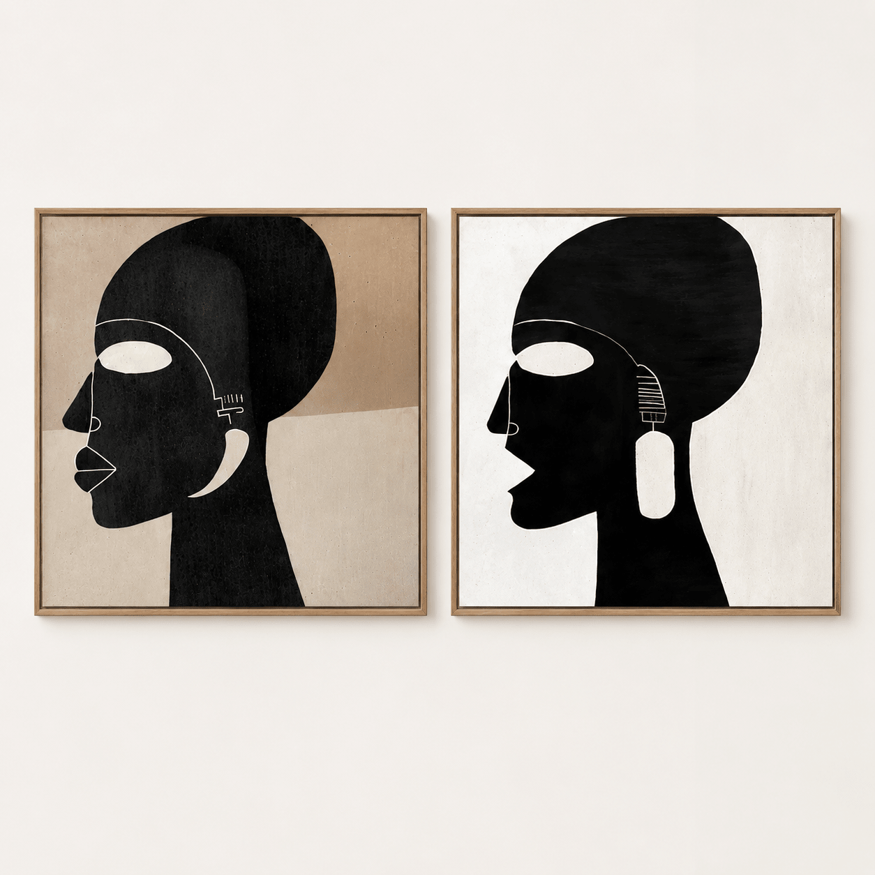 Large Canvas Wall Art Set of 2 - Silent Muse Diptych