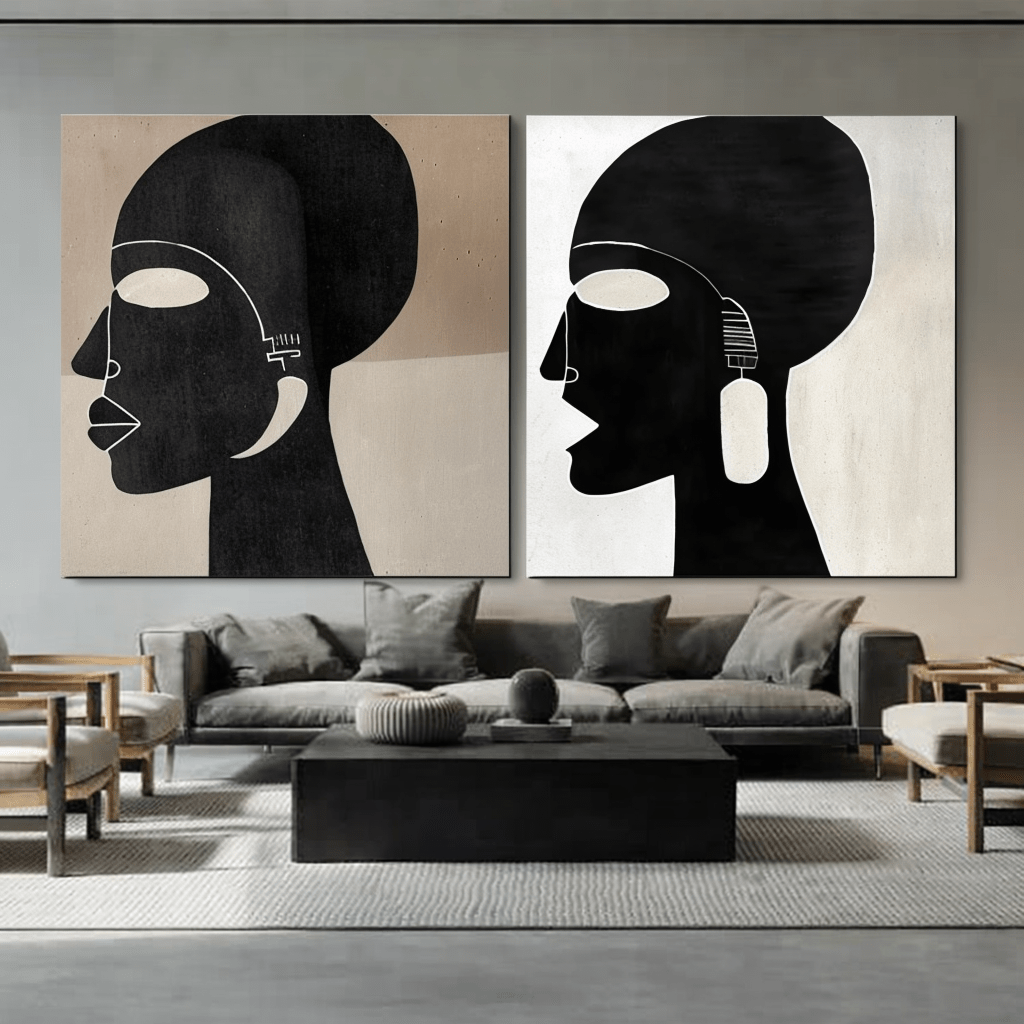 Large Canvas Wall Art Set of 2 - Silent Muse Diptych