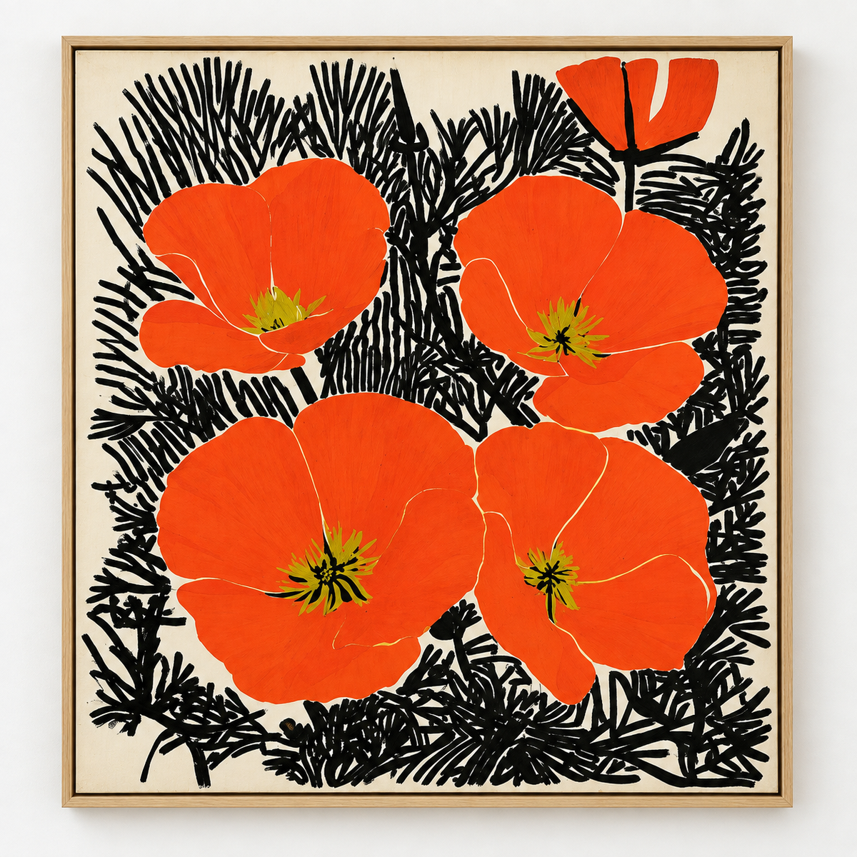 Large Floral Wall Art – Poppy Ink Bloom by Rossetti Art